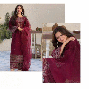 3 Pcs Women's Unstitched Embroidered Suit