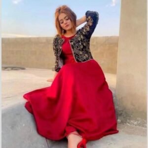 2 Pcs Women's Stitched Shamoz Silk Embroidered Maxi And Jacket