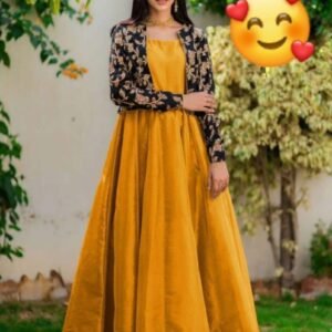 2 Pcs Women's Stitched Shamoz Silk Embroidered Maxi And Jacket