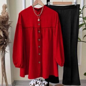 Stylish Plain Georgette Shirt And Trouser Set - 2 Pcs